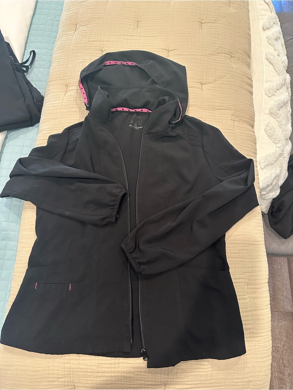 HeartSoul Black Hooded Utility Jacket with Pink Accent
